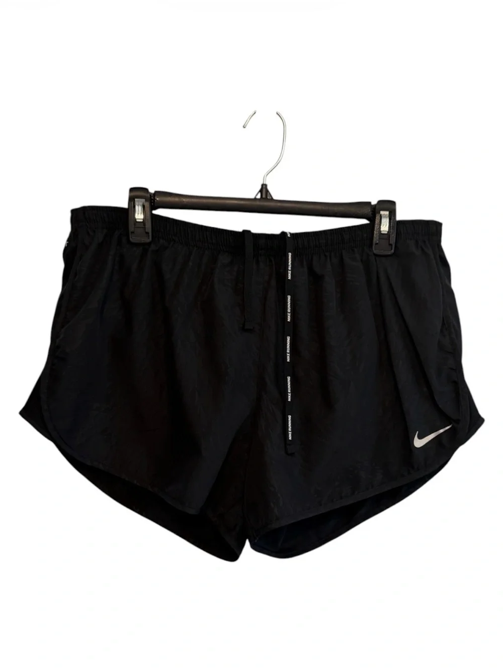 Nike Black Athletic Running Shorts with White Swoosh